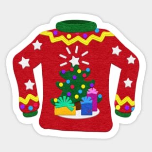 Tacky Christmas Sweater | Christmas Tree | Cherie's Art(c)2021 Sticker